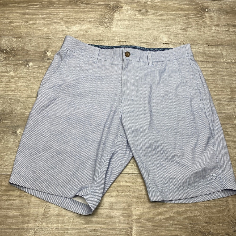 7 Diamonds Zion‎ Performance Shorts Mens 32 Blue Check Stretch Golf Casual